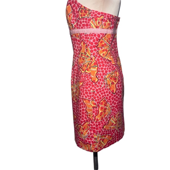 Lilly Pulitzer White Label strapless pink dress with butterflies. Size 6 - Picture 9 of 14